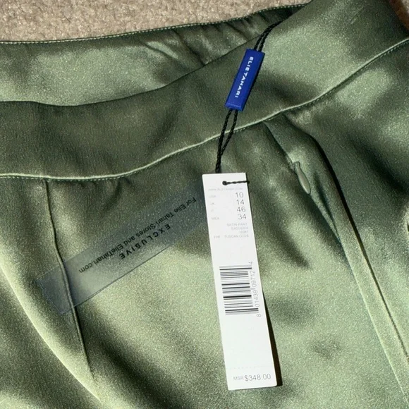 Elie Tahari Green Satin Pants - Picture 9 of 9